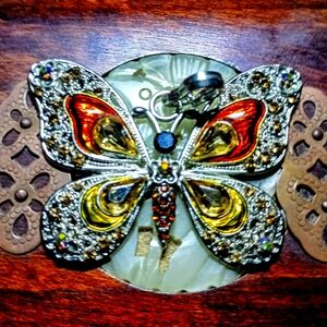 Vintage multi color butterfly pendant